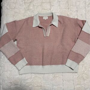 Thread & Supply Dusty Rose Pullover with Cream Accents